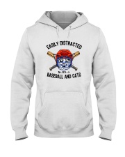 EASILY DISTRACTED BY CATS AND BASEBALL Hooded Sweatshirt thumbnail