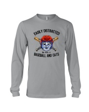 EASILY DISTRACTED BY CATS AND BASEBALL Long Sleeve Tee thumbnail