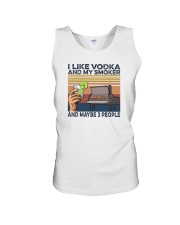 LIKE VODKA AND MY SMOKER AND MAYBE THREE PEOPLE Unisex Tank tile