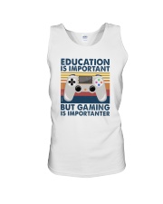 EDUCATION IS IMPORTANT GAMING IS IMPORTANTER Unisex Tank tile