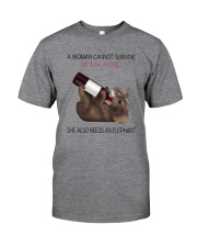 A WOMAN NEEDS WINE AND AN ELEPHANT Classic T-Shirt front