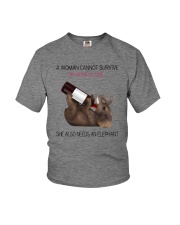 A WOMAN NEEDS WINE AND AN ELEPHANT Youth T-Shirt thumbnail