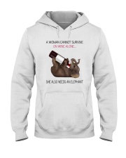 A WOMAN NEEDS WINE AND AN ELEPHANT Hooded Sweatshirt thumbnail