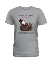 A WOMAN NEEDS WINE AND AN ELEPHANT Ladies T-Shirt thumbnail