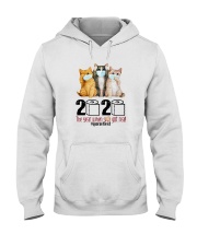 2020 THE YEAR WHEN SHIT GOT REAL THREE CATS Hooded Sweatshirt thumbnail