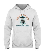 HERE FOR THE CATS HUMANS ARE GROSS Hooded Sweatshirt tile