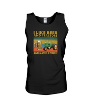 I LIKE BEER AND TRACTORS AND MAYBE 3 PEOPLE Unisex Tank tile