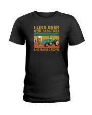 I LIKE BEER AND TRACTORS AND MAYBE 3 PEOPLE Ladies T-Shirt tile
