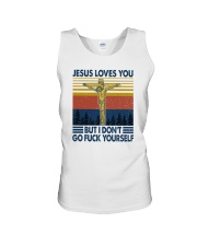 JESUS LOVES YOU BUT I DON'T Unisex Tank tile
