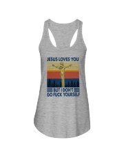 JESUS LOVES YOU BUT I DON'T Ladies Flowy Tank tile