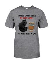 WOMAN SURVIVE ON COFFEE AND A CAT Classic T-Shirt front