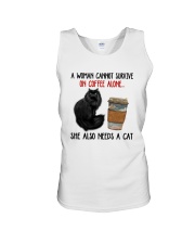 WOMAN SURVIVE ON COFFEE AND A CAT Unisex Tank thumbnail