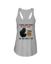 WOMAN SURVIVE ON COFFEE AND A CAT Ladies Flowy Tank thumbnail