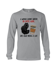 WOMAN SURVIVE ON COFFEE AND A CAT Long Sleeve Tee thumbnail