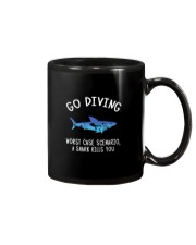 GO DIVING A SHARK KILLS YOU Mug tile