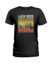 I LIKE BEER AND MY SMOKER Ladies T-Shirt tile