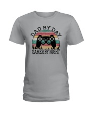 DAD BY DAY GAMER BY NIGHT Ladies T-Shirt tile