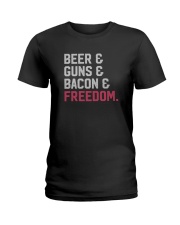 BEER GUNS BACON FREEDOM RED Ladies T-Shirt tile