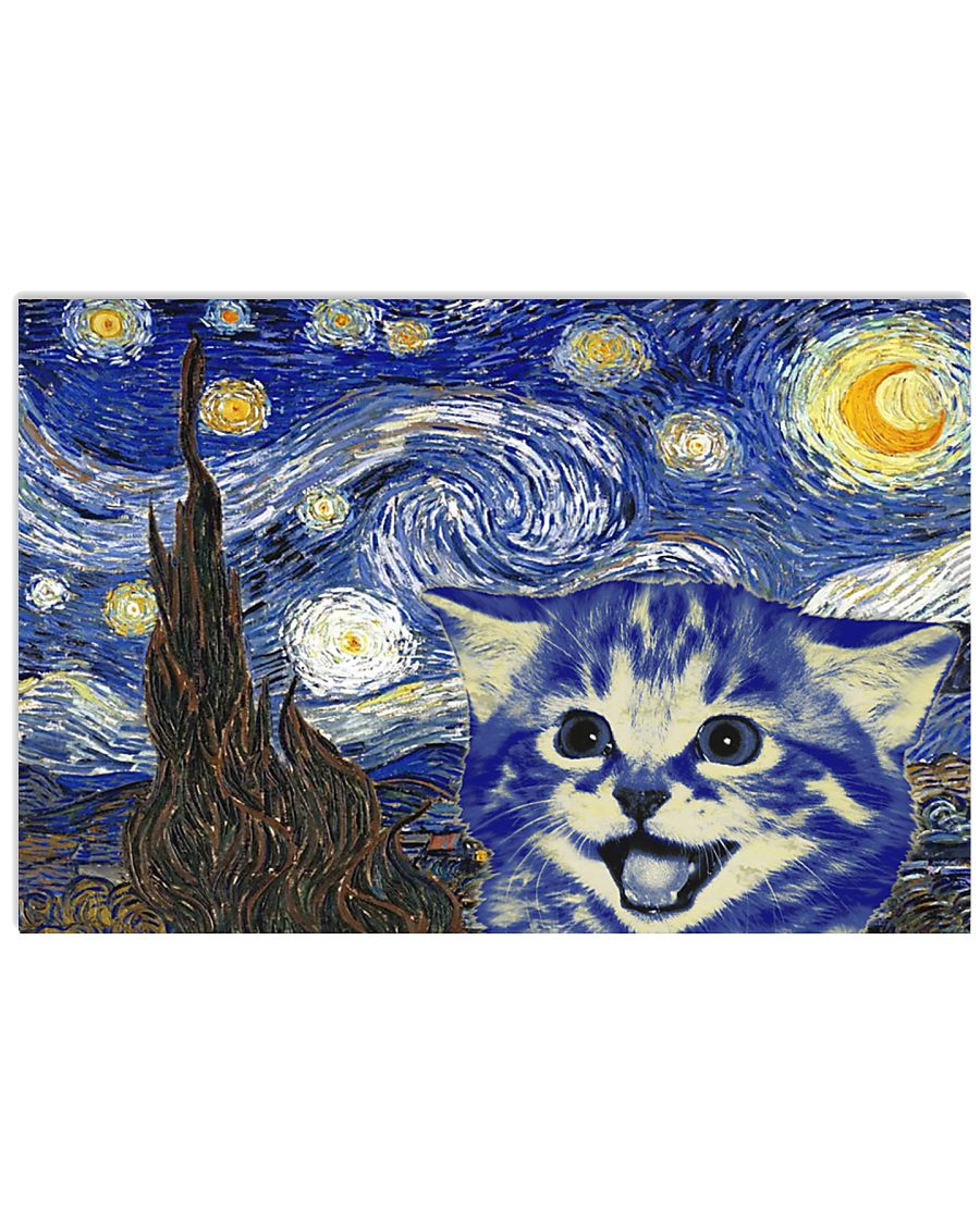 STARRY NIGHT KITTY 24x16 Poster