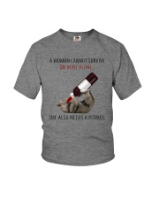 A WOMAN NEEDS WINE AND PITBULL Youth T-Shirt thumbnail