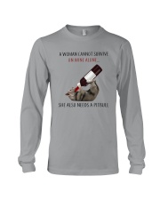 A WOMAN NEEDS WINE AND PITBULL Long Sleeve Tee thumbnail