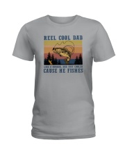 REEL COOL DAD CAUSE HE FISHES VINTAGE Ladies T-Shirt tile