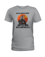NEVER UNDERESTIMATE AN OLD MAN WITH A MOTORCYCLE Ladies T-Shirt thumbnail