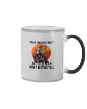 NEVER UNDERESTIMATE AN OLD MAN WITH A MOTORCYCLE Color Changing Mug thumbnail