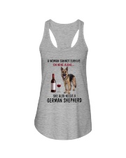 A WOMAN NEEDS WINE AND A GERMAN SHEPHERD Ladies Flowy Tank thumbnail