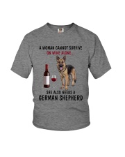 A WOMAN NEEDS WINE AND A GERMAN SHEPHERD Youth T-Shirt thumbnail
