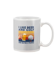 I LIKE BEER AND GOLF AND MAYBE 3 PEOPLE Mug tile