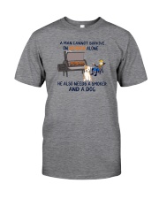 A MAN NEEDS BOURBON AND A SMOKER AND A DOG Classic T-Shirt front