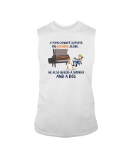 A MAN NEEDS BOURBON AND A SMOKER AND A DOG Sleeveless Tee thumbnail