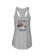 A MAN NEEDS BOURBON AND A SMOKER AND A DOG Ladies Flowy Tank thumbnail