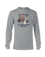 A MAN NEEDS BOURBON AND A SMOKER AND A DOG Long Sleeve Tee thumbnail