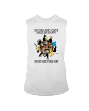 BOOKS AND CATS MAKE ME HAPPY Sleeveless Tee tile