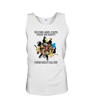 BOOKS AND CATS MAKE ME HAPPY Unisex Tank tile