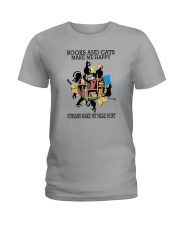 BOOKS AND CATS MAKE ME HAPPY Ladies T-Shirt tile