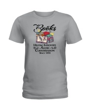 BOOKS HELPING INTROVERTS AVOID CONVERSATION Ladies T-Shirt tile