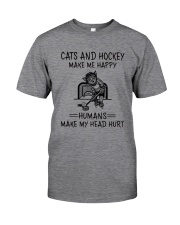 CATS AND HOCKEY MAKE ME HAPPY Classic T-Shirt front