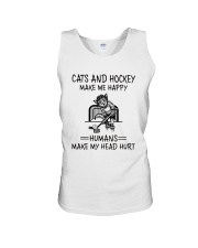 CATS AND HOCKEY MAKE ME HAPPY Unisex Tank thumbnail