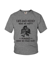 CATS AND HOCKEY MAKE ME HAPPY Youth T-Shirt thumbnail