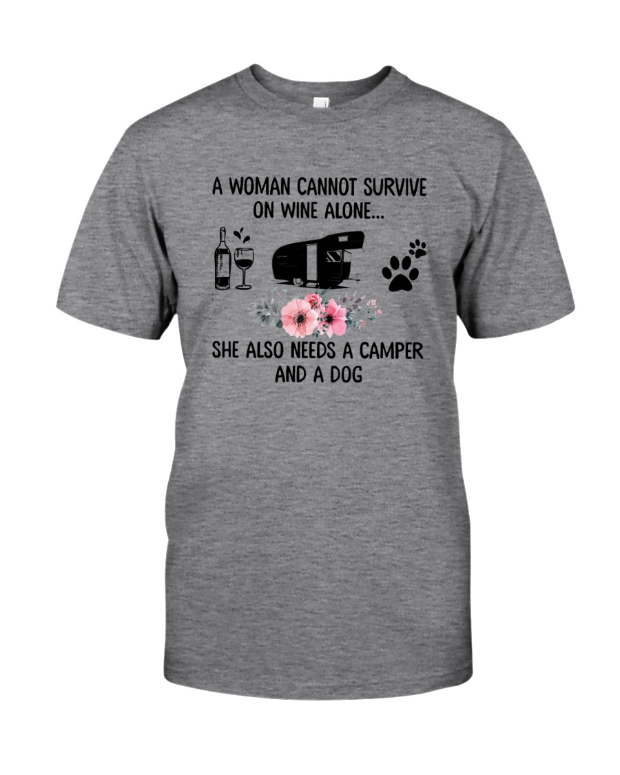 WOMAN SURVIVE WINE CAMPER DOG Classic T-Shirt