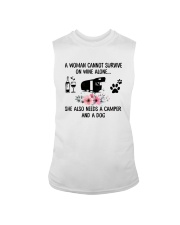 WOMAN SURVIVE WINE CAMPER DOG Sleeveless Tee thumbnail