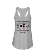 WOMAN SURVIVE WINE CAMPER DOG Ladies Flowy Tank thumbnail