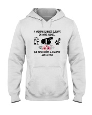 WOMAN SURVIVE WINE CAMPER DOG Hooded Sweatshirt thumbnail