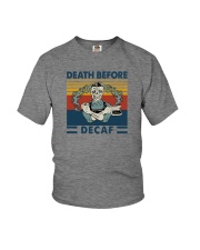 DEATH BEFORE DECAF VINTAGE Youth T-Shirt tile