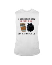 WOMAN SURVIVE ON COFFEE AND A CAT Sleeveless Tee thumbnail