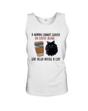 WOMAN SURVIVE ON COFFEE AND A CAT Unisex Tank thumbnail
