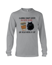 WOMAN SURVIVE ON COFFEE AND A CAT Long Sleeve Tee thumbnail